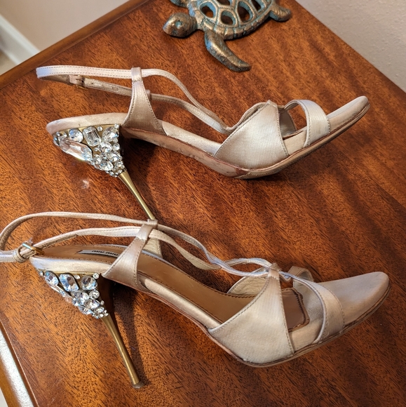 MIU MIU slingback satin crystal stiletto sandal heels - Picture 8 of 12